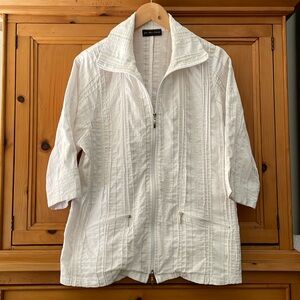 JeanMarcPhilippe Paris lightweight textured cotton blend front zip jacket,size M